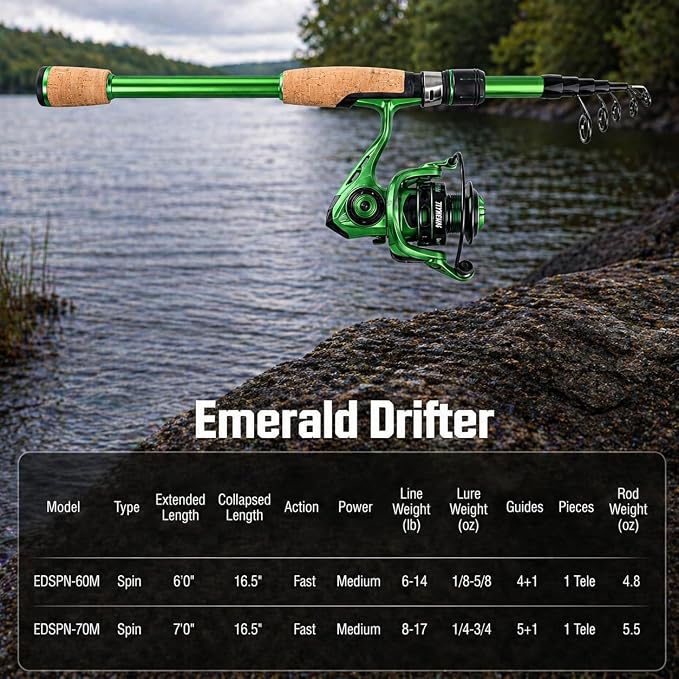 Telescopic Fishing Combo, 6FT Carbon Fiber Rod with 3000 Spinning Reel, Lightweight Kit with Carrier Bag for Bass Trout Catfish Freshwater Saltwater Travel