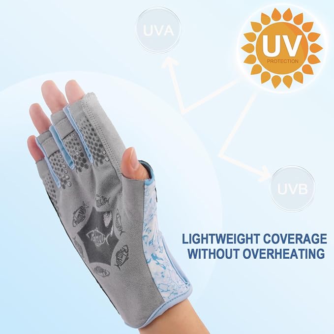 Palmyth UPF 50+ Fingerless Sun Fishing Gloves –UV Protection Lightweight Water Sports Gloves for Kayaking, Paddling & Canoeing