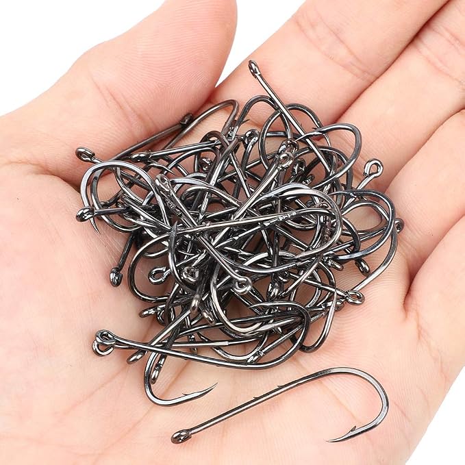 DONQL Bait Holder Hooks, 600Pcs Double Barbed Fishing Hooks 3#-12# Carp Single Fish Hook Kit Fly Fishing Accessories Carbon Steel Jig Sea Hooks for Live Bait Freshwater Saltwater (600PCS)