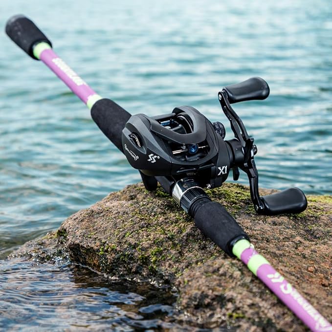 Sougayilang Baitcasting Fishing Combos, Carbon&Glass Fiber Composite 2 Piece Fishing Rods with Casting Reel- 6'0"