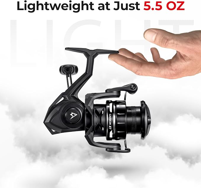 Piscifun Carbon XT Spinning Reels, Light to 5.5oz, Carbon Frame and Rotor, 22LBs Max Drag, 8+1 Shielded BB, 5.2:1 Gear Ratio, Smooth Powerful Freshwater Spinning Fishing Reel