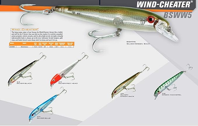 Bomber Lures Wind Cheater Saltwater Grade Fishing Lure
