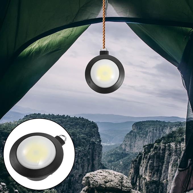 VALICLUD Portable Camping Lantern LED Tent Light with Hook Black Battery Powered Emergency Outdoor Lantern for Hiking Fishing Night Fishing