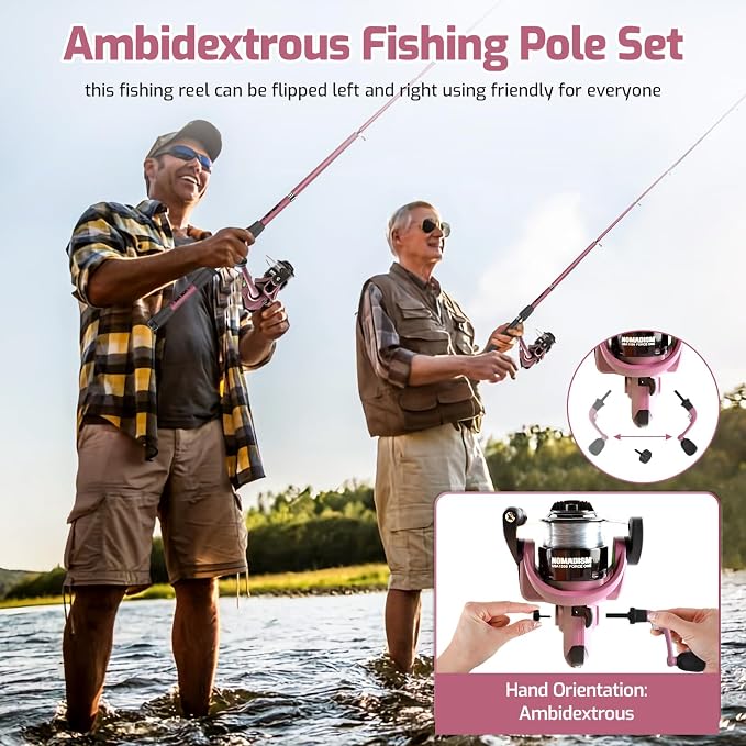 Kids Fishing Pole Set, Portable Telescopic Fishing Rod and Reel Combo for for Boys Girls Youth Toddle Fishing Pole 【Ambidextrous】