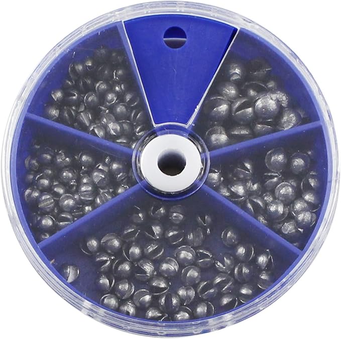 Split Shot Fishing Weights Sinkers 205Pcs 5 Sizes Weights 0.2/0.3/0.4/0.6/0.8g Round Fishing Line Sinker Removable Egg Lead Assortment