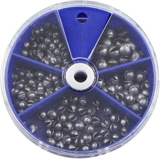 Split Shot Fishing Weights Sinkers 205Pcs 5 Sizes Weights 0.2/0.3/0.4/0.6/0.8g Round Fishing Line Sinker Removable Egg Lead Assortment