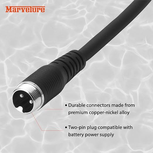 Battery Power Cable 1.5-6.5 FT (45-200 CM) Compatible for Daiwa Tanacom Seaborg Leobritz, Shimano Plays BeastMaster ForceMaster Electric Fishing Reels (2 Pcs, 1.5 Feet (45 cm))