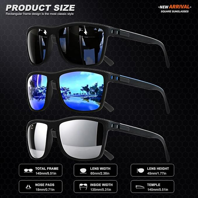 Polarized Sunglasses for Men, UV Protection Lightweight Sun Glasses for Driving Fishing Golf