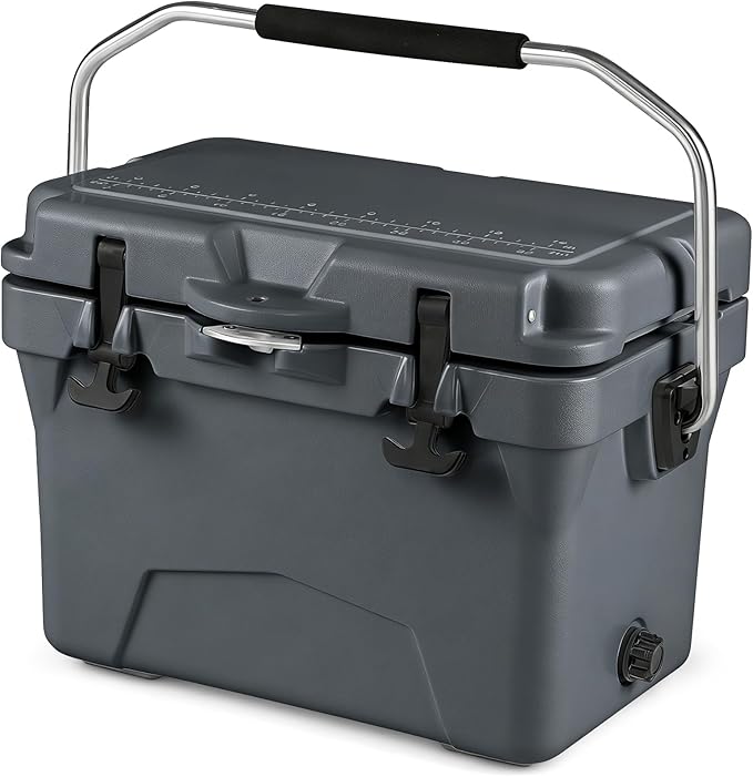 Goplus Hard Cooler, Insulated Ice Chest w/Portable Handles, Cup Holders, Ruler, Bottle Opener, 6 Day Ice Retention for Drink, Beverage, Camping, Fishing, Beach