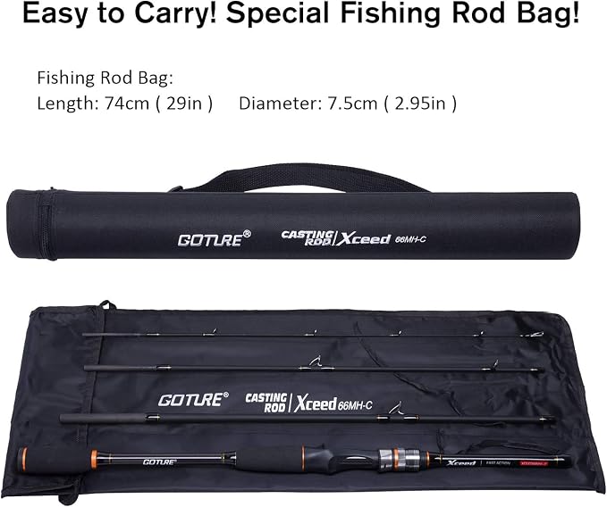 Goture Travel Fishing Rods, 4 Piece Fishing Pole with Case/Bag, Casting/Spinning Rod,Ultralight Fishing Baitcasting Rod 7ft for Saltwater Trout, Bass, Walleye, Pike