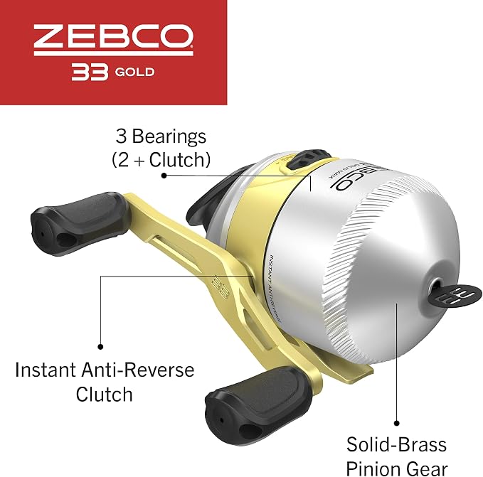Zebco 33 Spincast Reel and 2-Piece Fishing Rod Combo, Fiberglass Rod with Comfortable Split-Grip Cork Handle, Instant Anti-Reverse Fishing Reel