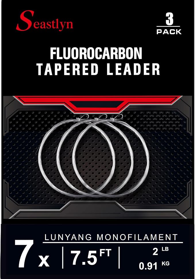 3 Packs Pre-Tied Loop Fly Fishing Tapered Leader Fluorocarbon 7.5FT 9FT 12FT 0X 1X 2X 3X 4X 5X 6X 7X 8LB-26LB