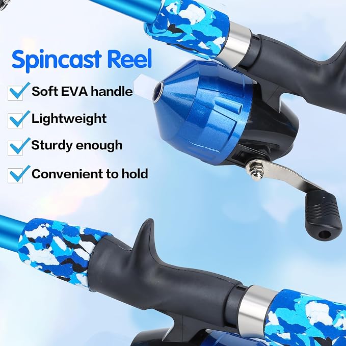 Collapsible Telescopic Fishing Rod and Reel Combo Push Button Small Fishing Pole Kit Beginner Youth Boys Fishing Starter Set Tackle