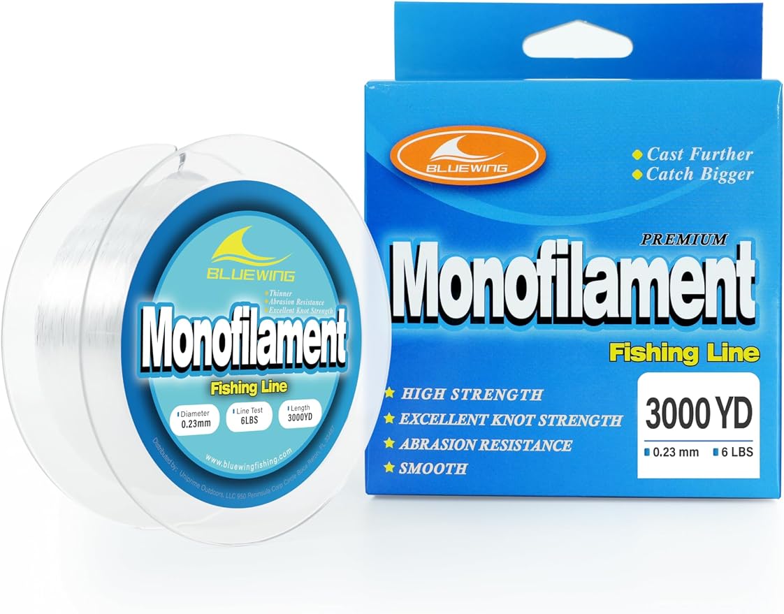 BLUEWING Monofilament Fishing Line Clear Mono Fish Wire Thin Diameter String 6-400 lbs, 50-3000 Yards