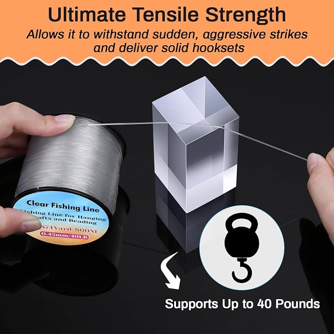 Strong Fishing Line Clear, Acejoz Fishing Wire 0.3mm, 0.45mm, 0.8mm Invisible Hanging Wire Nylon String Heavy Duty Monofilament Line for Hanging Decoration Balloon Garland Crafts