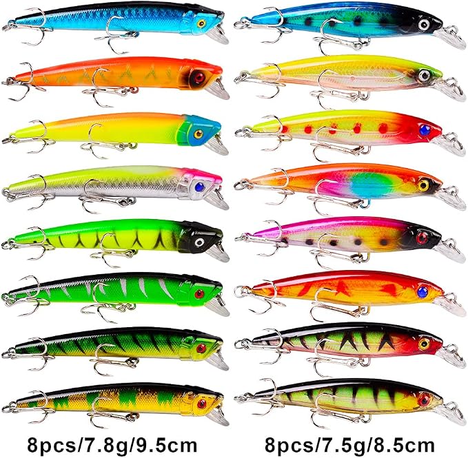 Bass Fishing Lures Kit Set Topwater Hard Baits Minnow Crankbait Pencil VIB Swimbait for Bass Pike Fit Saltwater and Freshwater