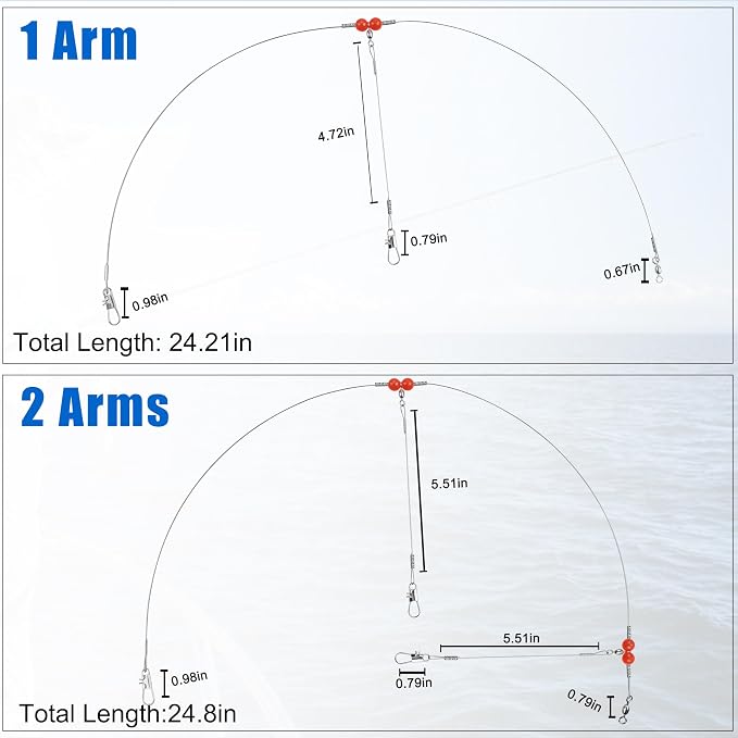 Fishing Leaders Saltwater Tackle Rig Surf Fishing Rigs with Swivel Snaps High Strength Wire Leader Bottom Rigs Fishing Gear Equipment for Lures Bait Hooks