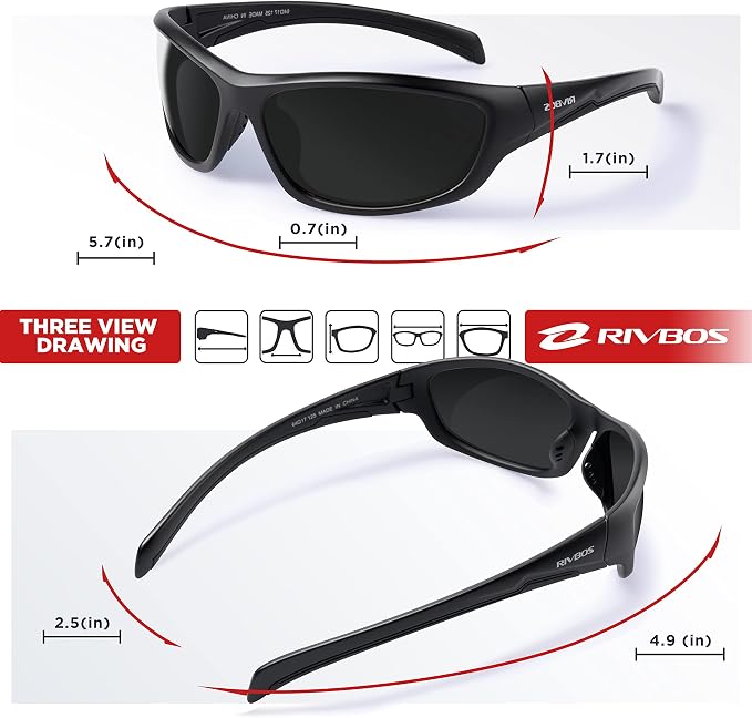 RIVBOS Polarized Sunglasses UV400 Protection for Men's and Women's Fishing, Cycling, and Outdoor Activities RB832