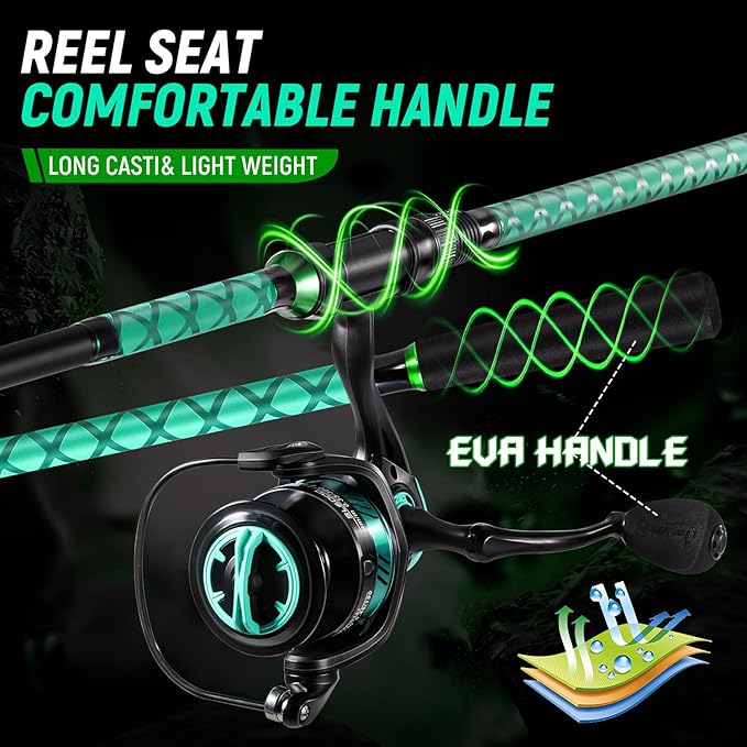 SOUGAYILANG Surf Fishing Rod and Reel Combo, Heavy 3-Piece Travel Spinning Rod with Reel for Red Drum, Striped Bass, Beach & Saltwater Fishing(9'/10'/11'/12')