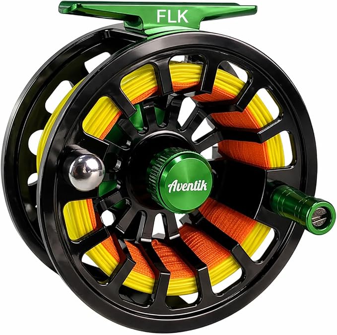 Aventik FLK II Fly Fishing Reel Aluminum Trout 3/5, 5/7, 7/9wt Large Arbor Freshwater Fly Reel with Line.
