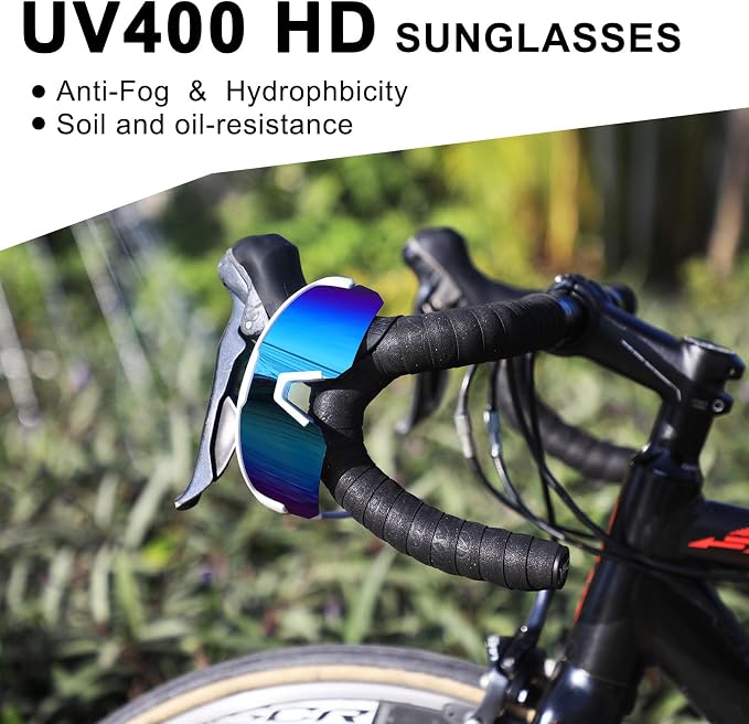 BangLong Lightweight Polarized Sports Sunglasses for Men Women, UV400 Protection Wrap-Around Sunglasses for Running Cycling