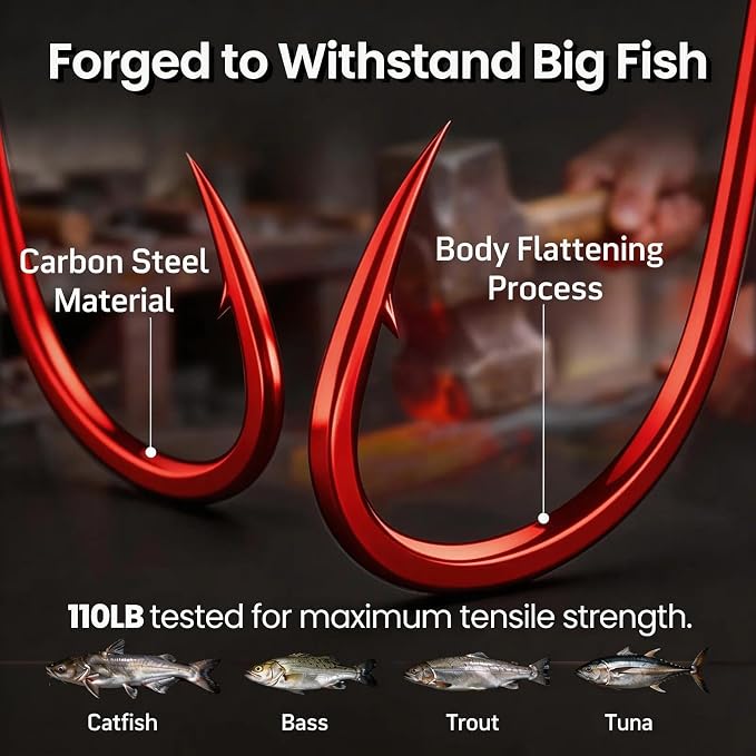 FishTrip 50/100/120/210 Pack Octopus Fishing Hooks - Offset Beak Circle Hooks for Fish Hooks Saltwater & Freshwater, Live Bait Fish Hook for Rigs Catfish, Bass Tuna, Walleye, Trout