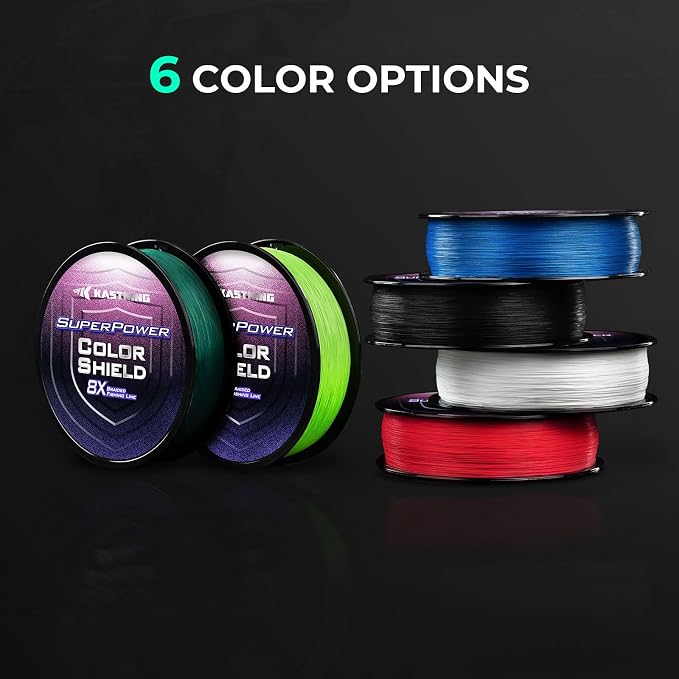 KastKing Superpower ColorShield Braided Fishing Line - Colorfast Braided Line, 100% Solution Dyed UHMWPE Fiber, Smooth & Strong Superline, Near Zero Stretch, Sensitive, High Abrasion Resistance