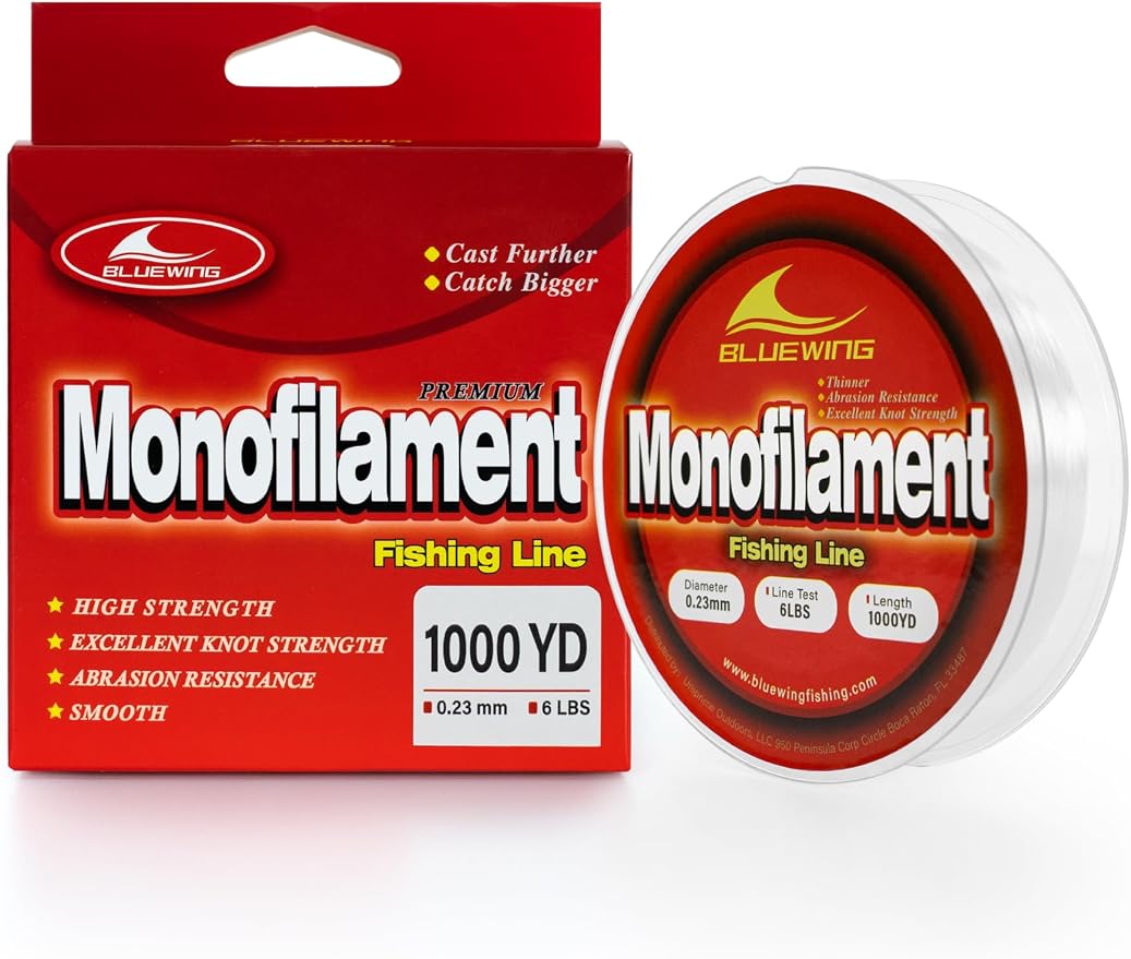 BLUEWING Monofilament Fishing Line Clear Mono Fish Wire Thin Diameter String 6-400 lbs, 50-3000 Yards