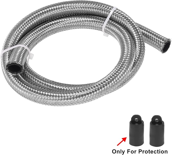 X AUTOHAUX Car Stainless Steel Braided Mesh Hose 3.3ft 1/2" AN8 Fuel Hose Oil Gas Line Silver Tone