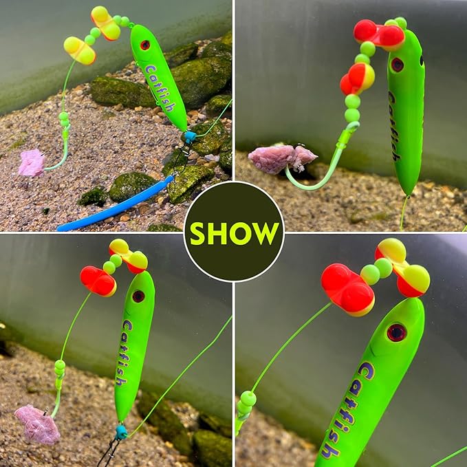 PROBEROS Catfish Fishing Rigs - Bank Fishing Set with 5pcs/Set, 6/0, 8/0, 10/0 Circle Hooks Circle Hooks, High Visibility, Ready to Use Catfish Rigs