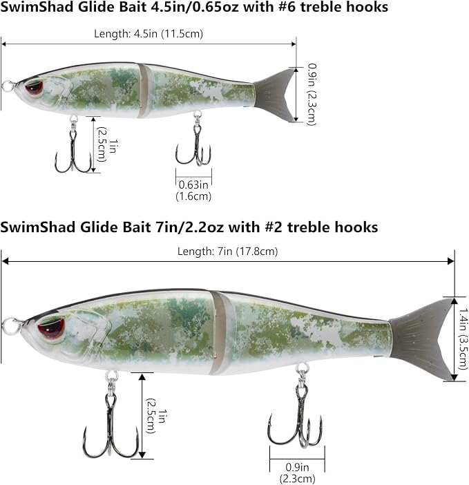Bassdash SwimShad Glide Baits Jointed Swimbait Bass Pike Salmon Trout Muskie Fishing Lure