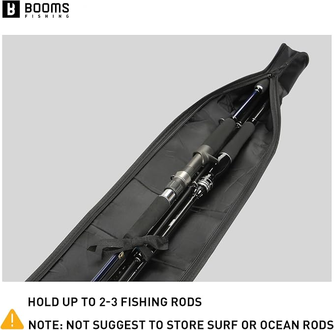 Booms Fishing PB3 4.4ft~5ft Fishing Rod Case, Portable Folded Fishing Pole Case with Sturdy Two-Way Zippers, 0.6ft/8" Extended Design Fishing Rod Bag, Store Up to 2~3 Fishing Poles, 52"~60"