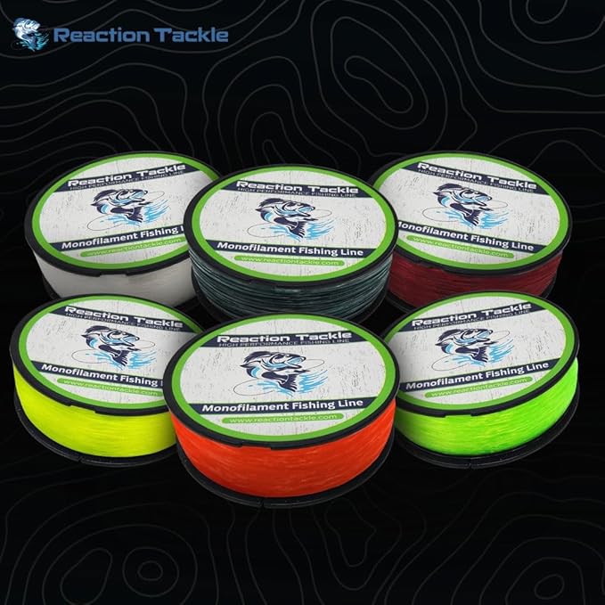 Reaction Tackle Monofilament Fishing Line - Premium Nylon Mono Line, Strong & Abrasion-Resistant, Low Memory for Smooth Long Casts - Freshwater & Saltwater