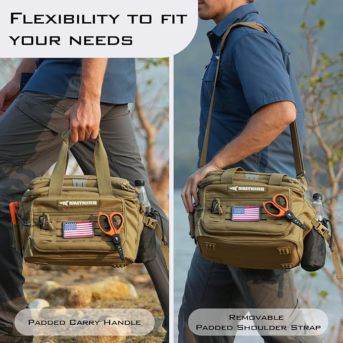 KastKing Fishing Tackle Bags - Saltwater & Freshwater Fishing Bags - Water Resistant, Padded Shoulder Strap - Gear Storage