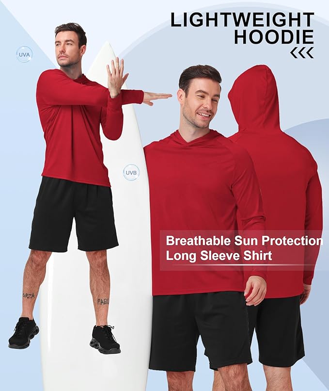 ZITY 5 Pack Mens UPF 50+ Hoodie Shirts Sun Protection Fishing Shirt Fast Dry Lightweight for Athletic Hiking Workout