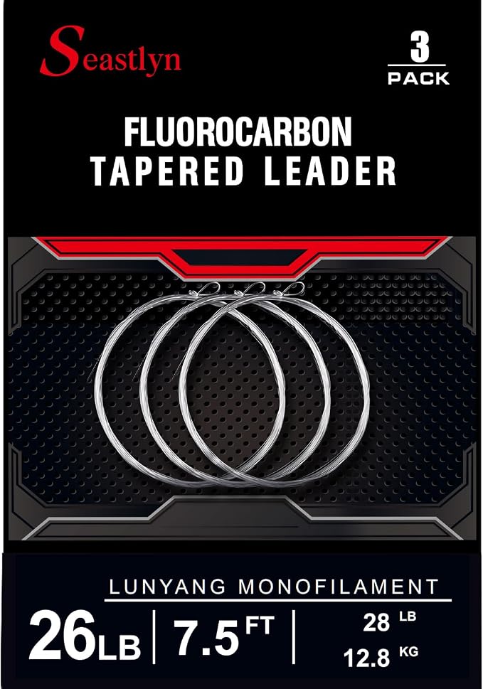 3 Packs Pre-Tied Loop Fly Fishing Tapered Leader Fluorocarbon 7.5FT 9FT 12FT 0X 1X 2X 3X 4X 5X 6X 7X 8LB-26LB