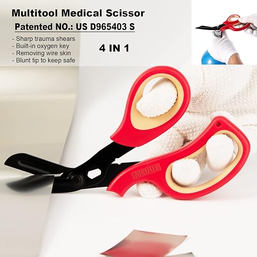 MEUUT 2 Pack Trauma Shears Patented Bandage Scissors for Left and Right Hand- Medical Supplies with 8 inch Heavy Duty Medical Scissors for EMT Workers Nurses