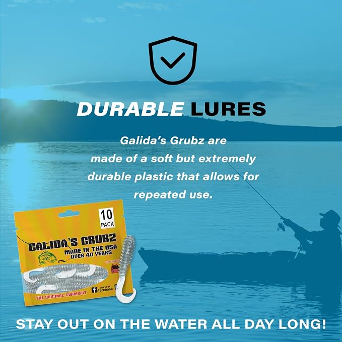 Galida's Grubz Soft Plastic Fish Bait Lures for Fishing | Fishing Bait Lure with Deep Ribs | Great for Beginners and Advanced Fishermen