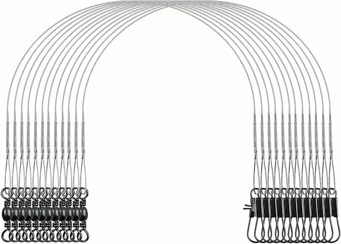 Fishing Wire Leaders 60PCS - 7in/9in/12in Stainless Steel Leaders with Swivels & Snaps for Bass, Pike, Catfish, Carp, Walleye - Saltwater & Freshwater Fishing Gear ﻿