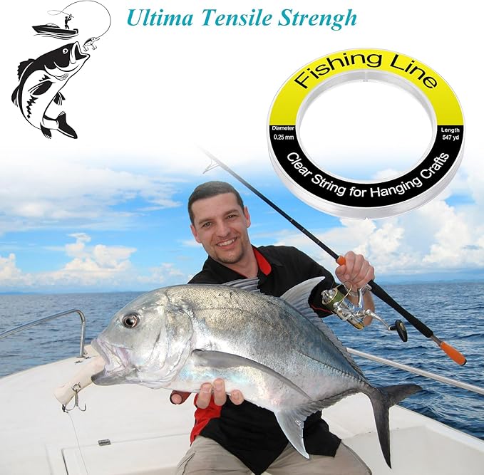 Fishing Line Wire 1640ft, Monofilament Fishing Line, Clear Invisible Nylon String for Hanging Crafts