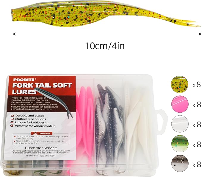 Forked Tail Soft Baits- Realistic Jerk Bait & Fluke Action Soft Lures for Bass, Trout & Crappie - Versatile Freshwater & Saltwater Fishing Bait (2.75"-5")
