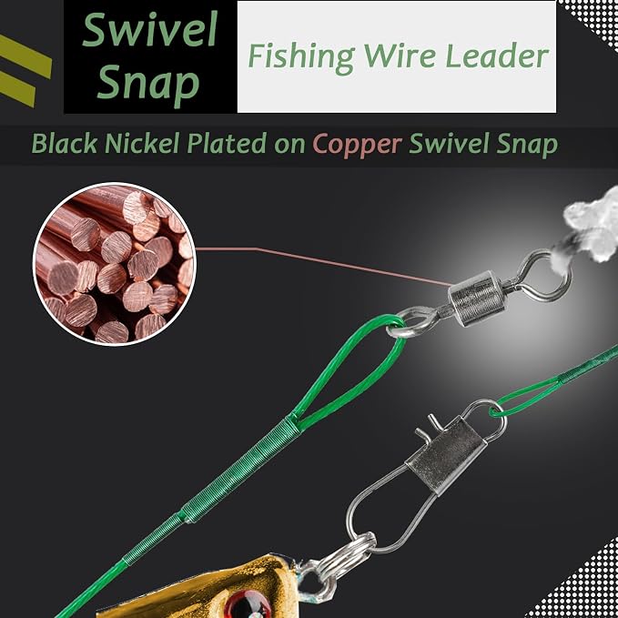 AMYSPORTS Saltwater Steel Leaders Fishing Rigs Heavy Duty Wire Leader Lures High Strength Fishing Leader Freshwater Black Nickel