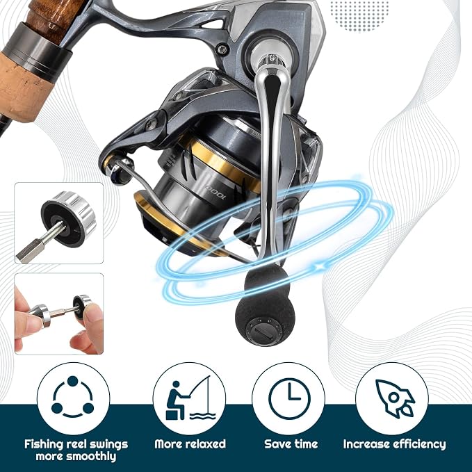 MorningRo Fishing Reel Handle Crank Rotary Knob Power Handles for Spinning Reel Replacement Grip Parts, Middle Size Type 1000-4000