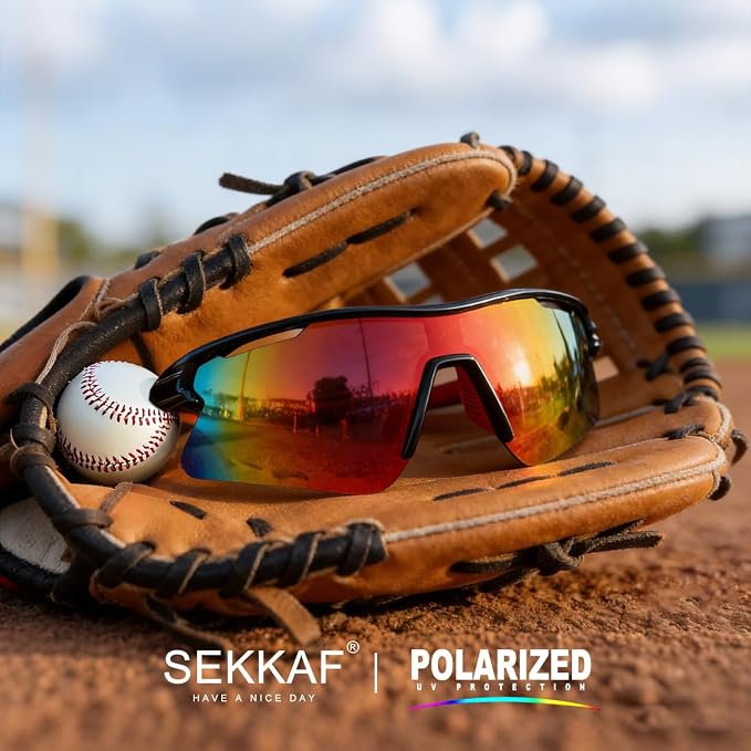 SEKKAF Polarized Sports Sunglasses for Men Women and Youth, UV400 Protection Ideal for Cycling Baseball Fishing Golf Running