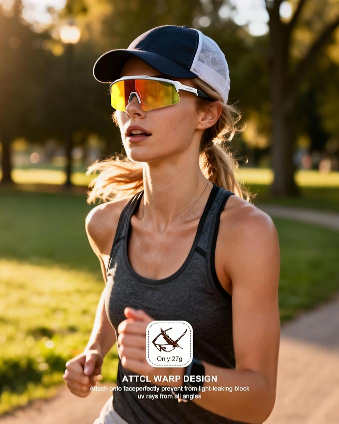 Polarized Sports Sunglasses for Men Women, UV400 One-Piece Lens Sport Shades for Baseball, Running, Cycling, Fishing