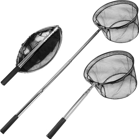 Yeahmart Fishing Landing Net with Telescopic Aluminum Handle Pole, Collapsible Nylon Mesh Minnow Fish Net for Saltwater & Freshwater, Portable Fishing Gear for Kids, Men, Women, Extends 21-75 Inches