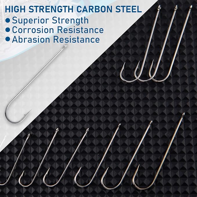 Dr.Fish 100 Pack Aberdeen Hooks Freshwater Fishing Hooks, Extra Long Shank Light Wire, Crappie/Bass/Bream/Bluegill/Panfish Fishing