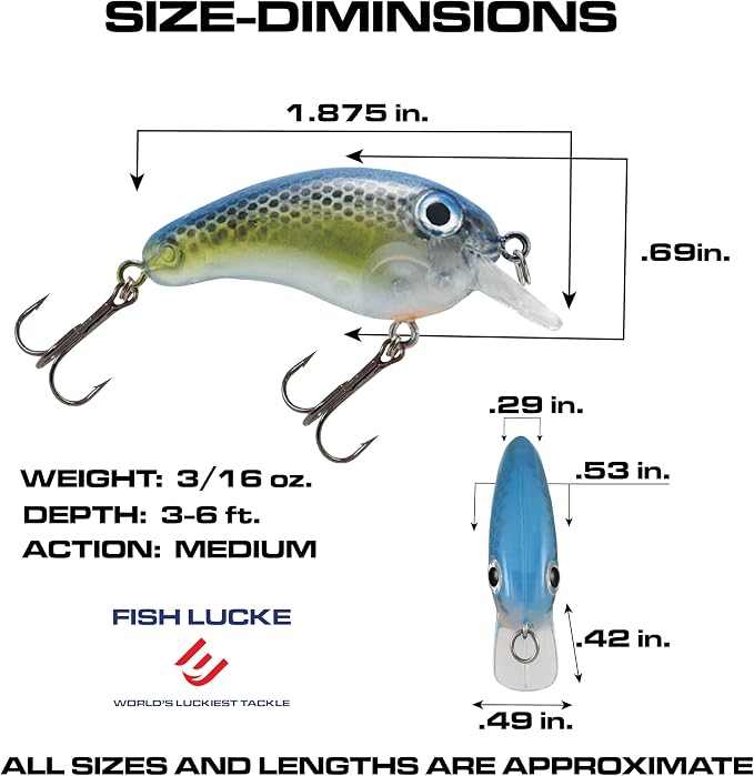 Luck E Strike Crappie Magic Crankbait (2 Inch Crappie Lure) Made in The USA