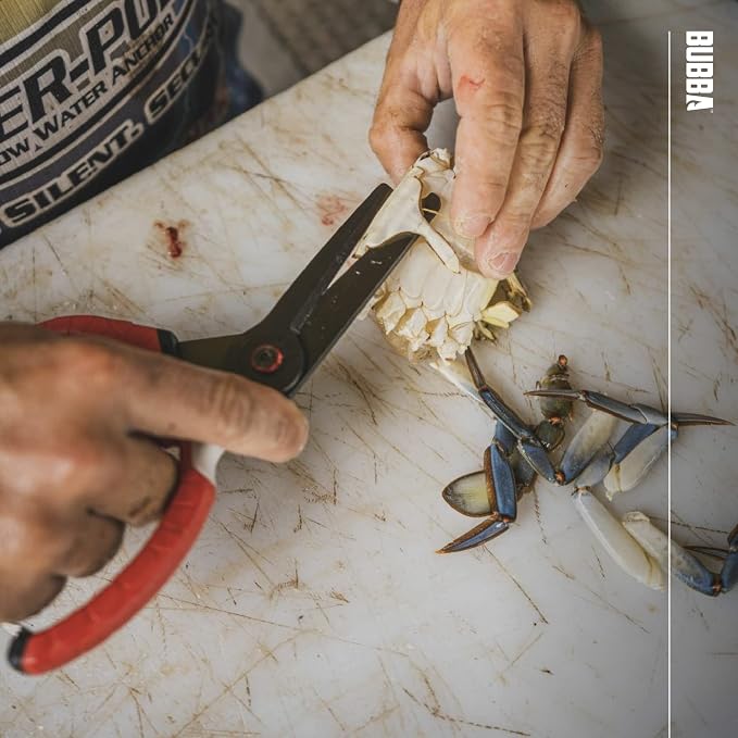 BUBBA Large Shears Fishing Tool With Micro-Serrated Blades for Braided Line - Clip Sheath Included