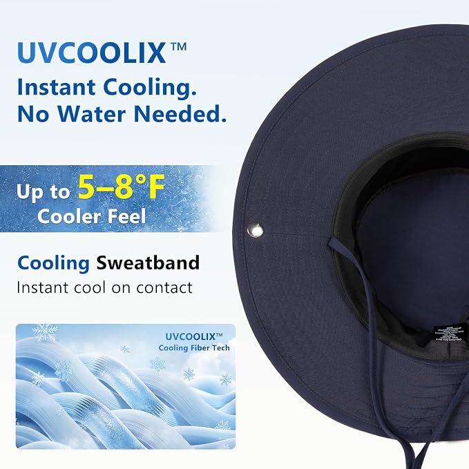 TOP-EX UVCoolix™ Cooling Sun Hat for Men Women UPF 50 Wide Brim Bucket Hat for Hiking, Fishing & Big Head - Cools Up 2 Hours
